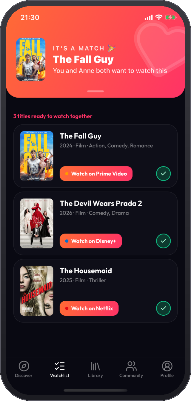It's a match screen for two people